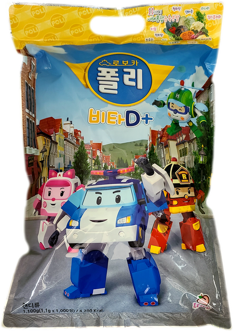 로보카폴리 비타 D 플러스 복숭아맛 캔디, 1000정, 2개