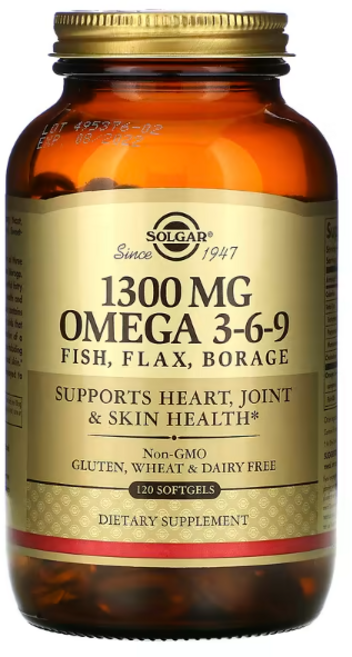 SOLGAR EFA Omega 3-6-9軟膠囊 1300mg, 120顆, 1罐