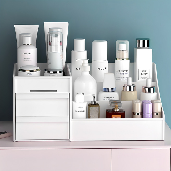 로에드 깔끔정리 대형 화장품 정리함 정리대 보관함 화장대정리함, 화이트, 1개