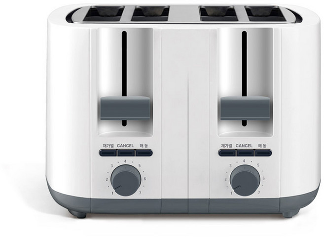 나비 NV200-TST4 화이트 4구 냉동식빵 베이글 든든한 아침 와이드 토스터기 4슬라이스 독립 듀얼 조절 레버 7단 굽기 3가지 사용모드 1500W