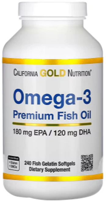 캘리포니아골드뉴트리션 오메가-3 프리미엄 피쉬 오일 180mg EPA / 120mg DHA 젤라틴 소프트젤, 240정, 1개 - 쿠팡