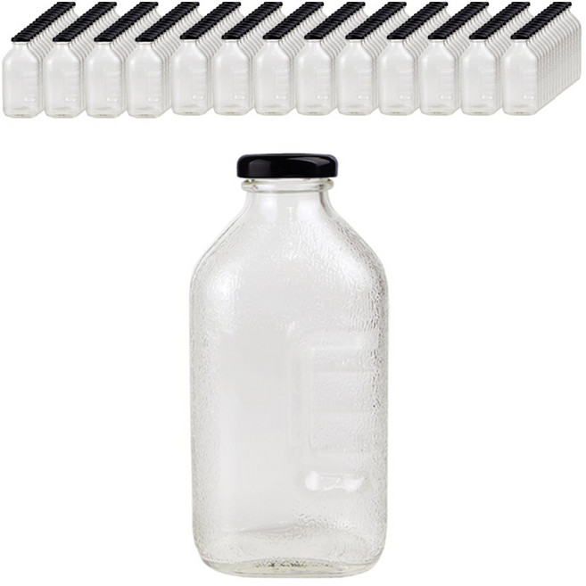 가인글로벌 사각델몬트500 유리병 + 38러그캡 (블랙), 200개, 500ml