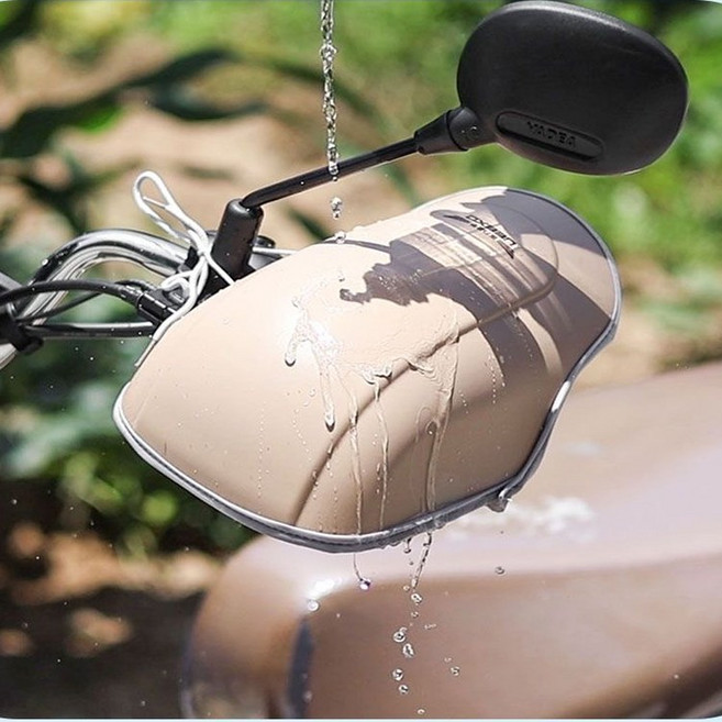 사계절 내내 3D입체형 PU 오토바이 핸들커버 여름용토시 햇빛차단 방수커버 바이크 스쿠터 맨손운전 통풍 손보호 레인커버, 1세트, 베이지