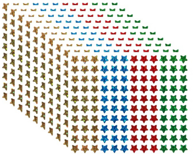 1200개입 반짝이 레이저 별 하트 원형 스티커, 1세트, S22042 별1200pcs