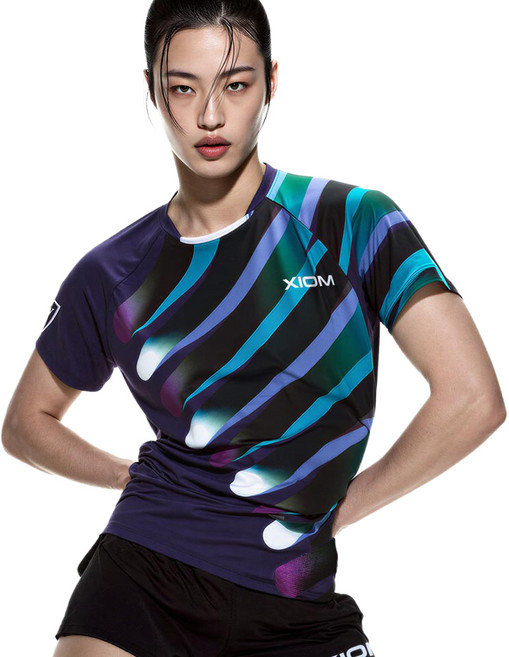 엑시옴(XIOM) 공식 본사 직영 메타(META) 2컬러 기능성 탁구 유니폼 반팔 상의 경기용 탁구복