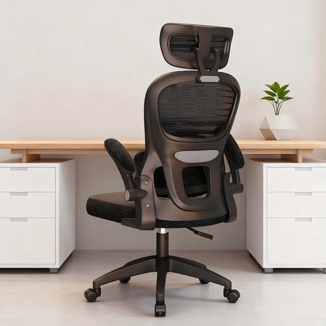 Takata 메쉬 컴퓨터 의자 사무실 의자 허리받침 인체공학 흔들림 기능 통기성 우수 다용도 사무용 체어 WY7, 검은색