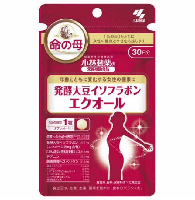 命之母 異黃酮 30錠 更年期營養品 發酵大豆 艾可爾 營養補充食品 小林製藥, 1個