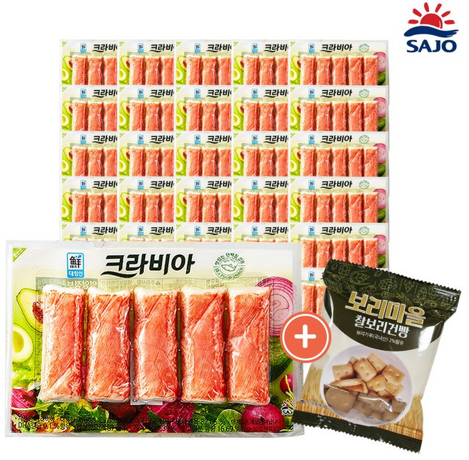 대림선 크라비아 90g 30팩 맛살 크래미 / 찰보리건빵 1개 증정, 30개