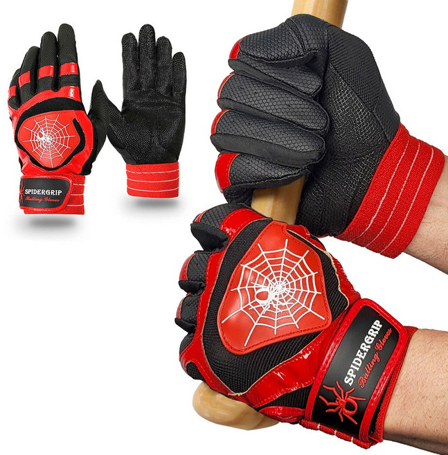 논슬립 NON-SLIP 스파이더그립 야구 배팅 합피 장갑, 블랙레드