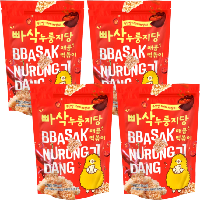 빠삭 누룽지당 매콤 떡볶이, 4개, 77g