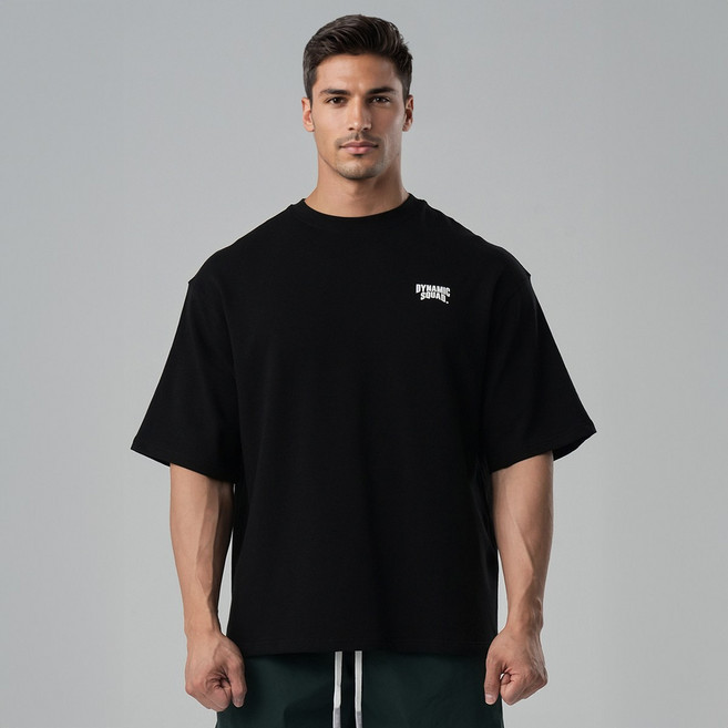 다이나믹스쿼드 백로고 오버핏 남자 반팔 티셔츠 운동 헬스 반팔티
