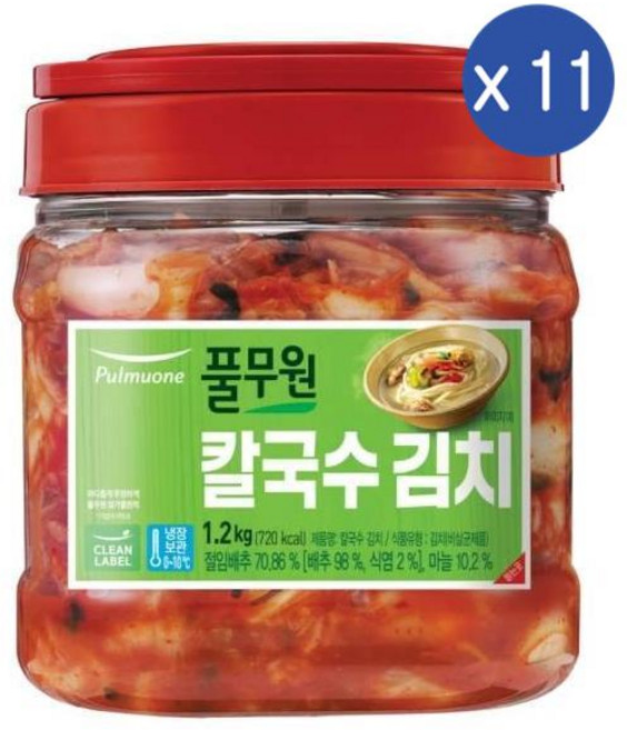 풀무원 칼국수 김치 PET, 11개, 1.2kg
