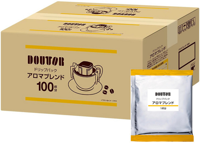 DOUTOR 도토루 커피 드립백 100개입 / 부드러운 블렌드/ 킬리만자로 블렌드 대용량 1박스, 1개