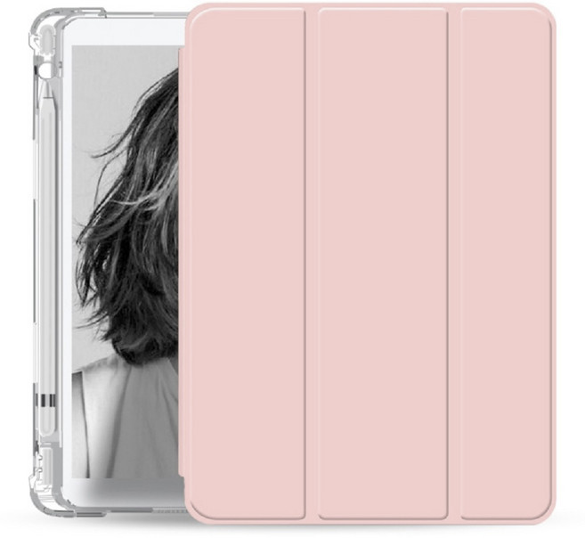 아이패드 6세대 5세대 에어1 에어2 9.7인치 수납홀더 반투명 케이스, 핑크