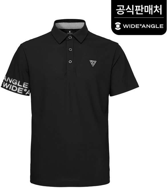 와이드앵글_WMM25234Z1_ TO 소매 로고 허니콤 폴로 티셔츠 M (Black)