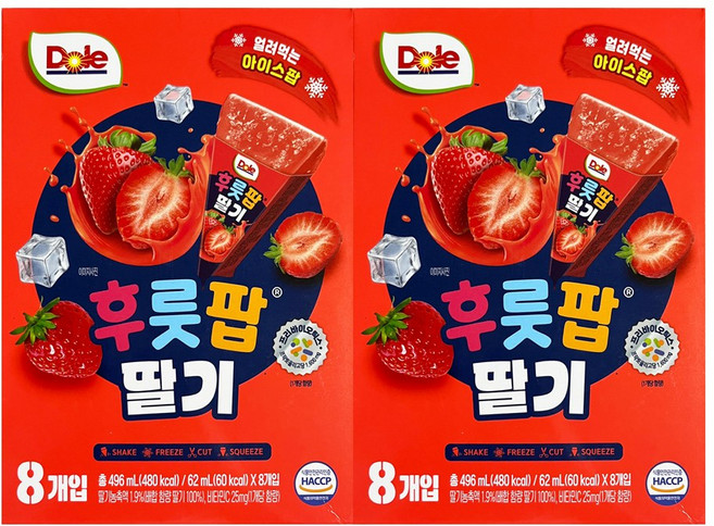 돌 후룻팝 딸기, 2개, 496ml