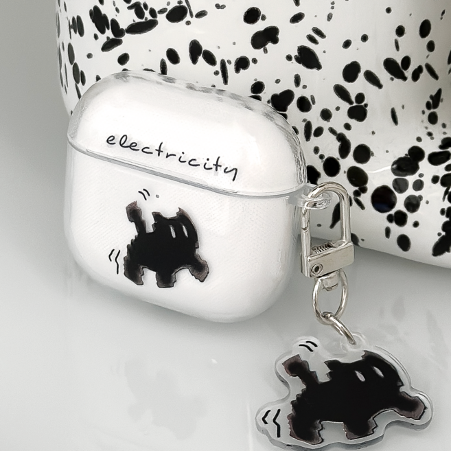 링고룸 에어팟 케이스 고양이 블랙캣 키링 세트 + 클리너 증정, 1개, 투명, 에어팟 프로3