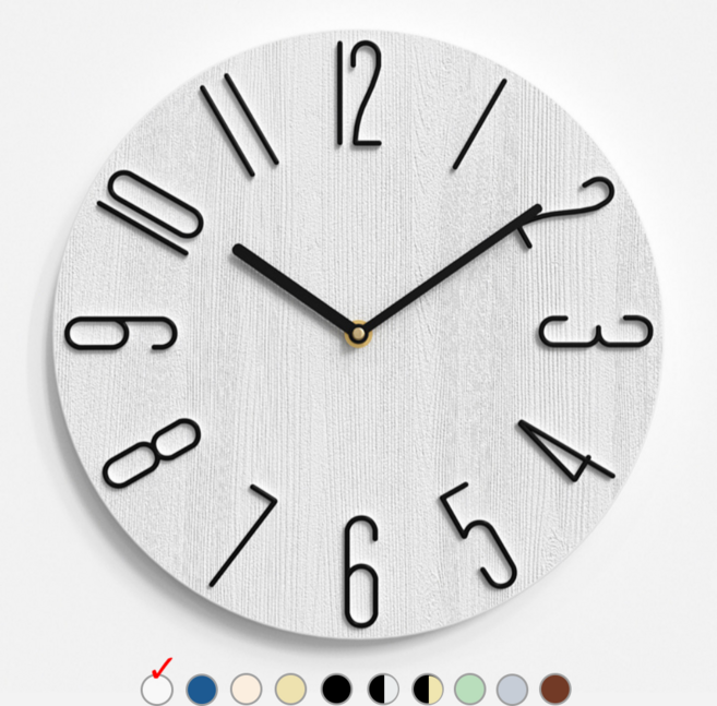 무타공 고정핀 증정 북유럽 예쁜 인테리어 무소음 벽시계, 2.화이트블랙