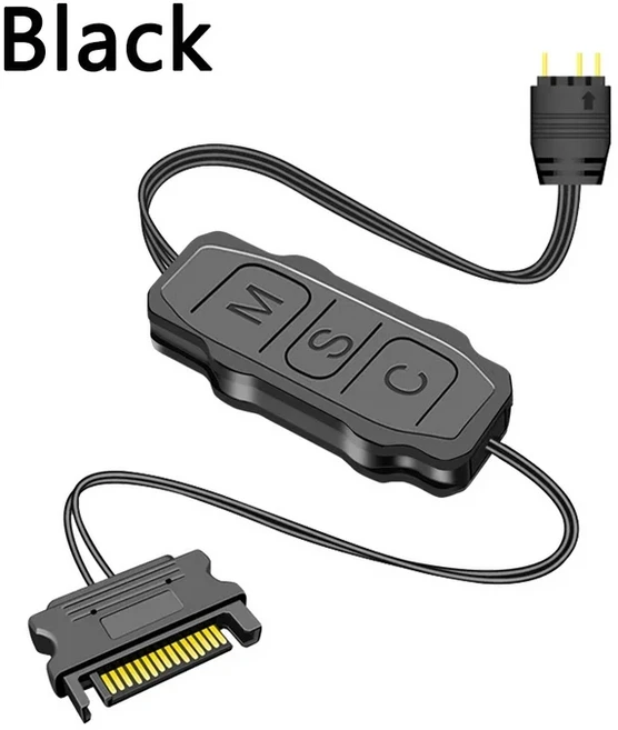 5V 3PIN ARGB 컨트롤러 SATA 인터페이스 연장 케이블 라이트 컨트롤러 어댑터 (PC 팬 CPU 쿨러 팬 라이트, 02 5V 3PIN ARGB Black