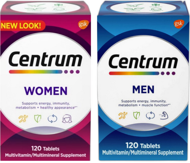 센트룸 멀티비타민 여성용 + 남성용 240정 (120정+120정), 2개, 120정