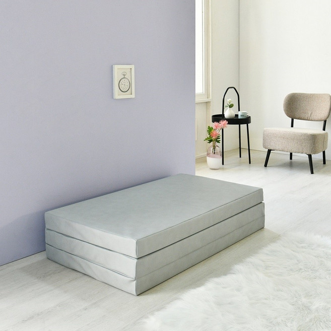 고운님 레자 3단 접이식매트리스, 디럭스(HR) 레자 그레이, 8cm