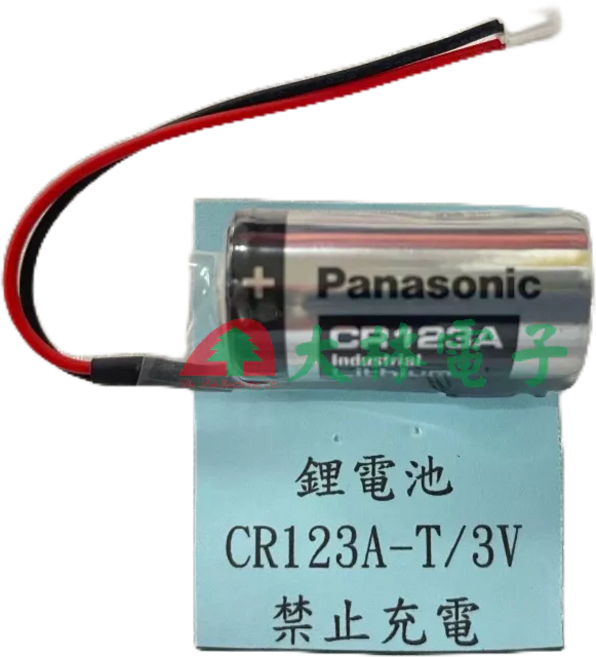 Panasonic CR123A-T/3V 鋰電池 2.0MM 接頭 偵煙器用 一次性, 1個, CR123A+T19 2.0MM, 1個裝