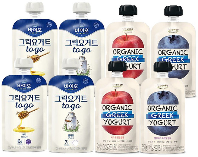 상하목장 유기농그릭요거트 사과케일2+블루베리케일2+매일바이오그릭요거트 플레인2+허니2/용량120g/냉무, 120g, 1개