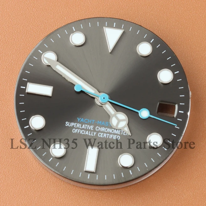 NH35 시계 다이얼 핸즈 블루 야광 28.5mm 스테인리스 스틸 시계 부품 요트마스터 NH35 NH36 NH38 NH34 무브, 09 1-gray dial