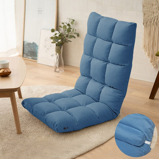 로얄다이아 5단 각도조절 접이식 좌식의자, 7칸 - 청블루, 1개