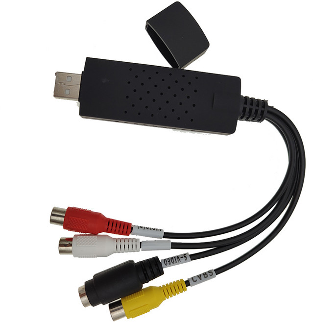 호환 VHS-디지털 비디오 오디오 캡처 카드 변환기 USB 2.0 4 채널 아날로그 어댑터 TV DVD VHS 그래버, 1) Black