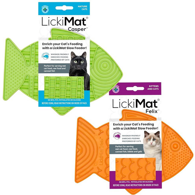 리키매트 펠릭스 물고기 모양의 고양이 슬로우피더 핥기 매트 지루함 불안 제 음식 간식 요거트 또는 땅콩버터에 완벽합니다. 그릇이나 접시 청록색의 재미있는 대안, Green, 1개