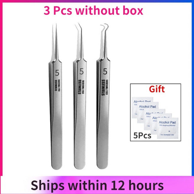 코 피지 블랙헤드 여드름 비립종 압출 압출기 제거 핀셋 집게 짜는 도구 뷰티 제거바늘 셀 바늘 도구 스킨 케어 딥 클렌징 핀셋, 3 개-a-b-c