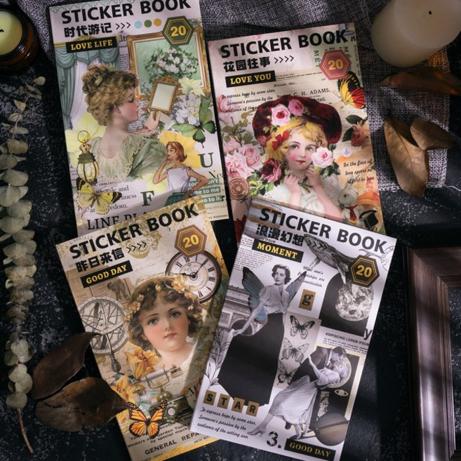 스티커북 세트 vol 35 빈티지 다꾸 스티커 감성 인스, 01.원스어폰어타임(1세트)