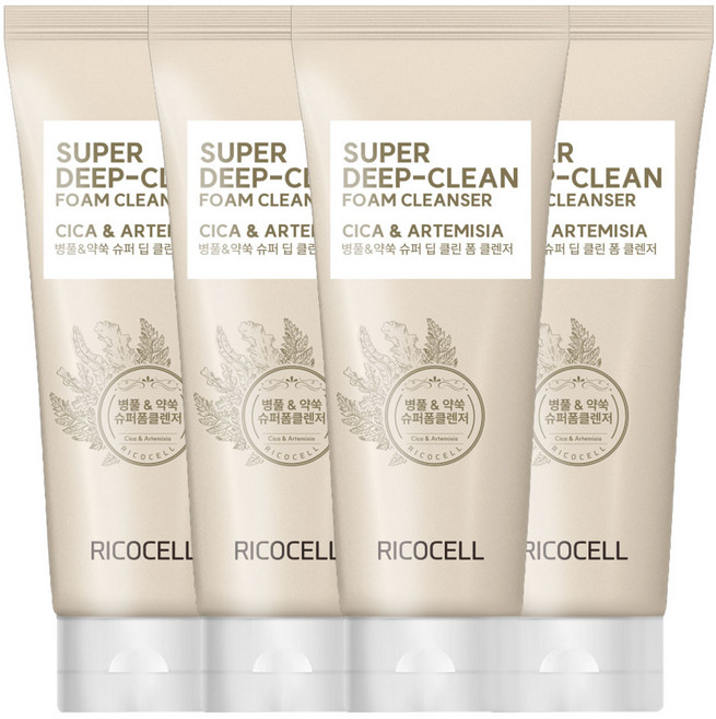 리코셀 저자극 병풀+약쑥 슈퍼 딥 클렌징폼, 220ml, 4개
