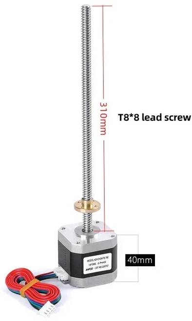 리드 스크류 100-300mm Tr8이 있는 선형 스테퍼 모터 NEMA 17 40mm 스테퍼 모터, 1개, 06 310mm T8-8