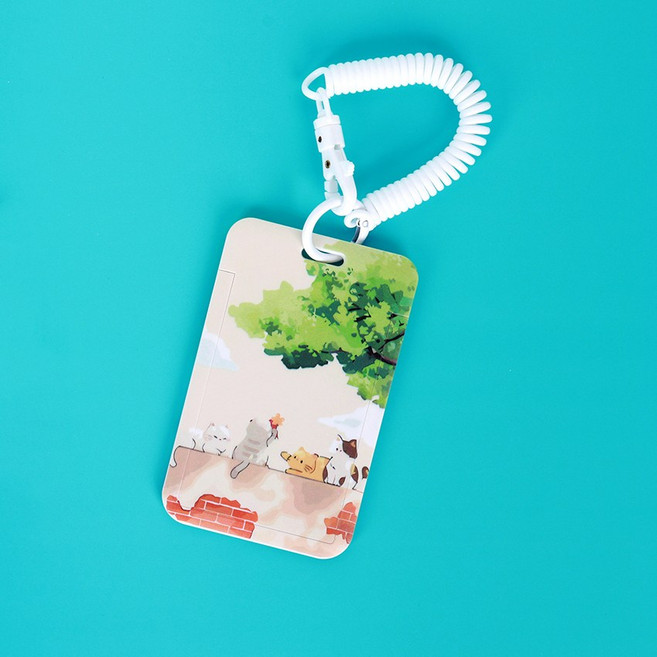 나른한 고양이 애니메이션 스프링 스트랩 카드홀더 포카홀더 사원증 학생증 교통카드 시간표 케이스