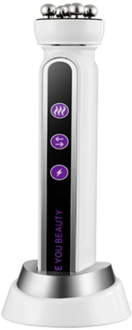 3in1 RF 히팅 EMS 페이셜 360 ° 파인 라인 리프팅 피부 회춘 피부 회사 미세 전류 미용 를 위한 롤러 마, 01 WHITE