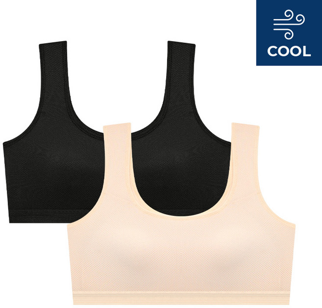 수아팜 주니어 3단계 쿨 메쉬 스포츠 브라 2매 세트_스킨