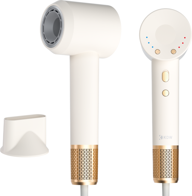 KDW 초고속 음이온 미니 헤어드라이기 BLDC전문가용 가정용 드라이어 1600W + 자기흡입 노즐, 샌드골드, YEY-GS87
