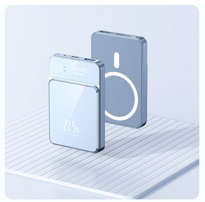 PYHO 20000mAh 대용량 보조배터리 PD22.5W 슈퍼 급속충전15W 무선충전 맥세이프 보조배터리 항공 표준에 부합, 파란색