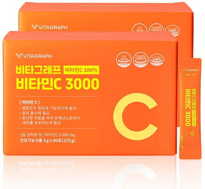 비타그래프 논지엠오 비타민C 3000, 270g, 2개