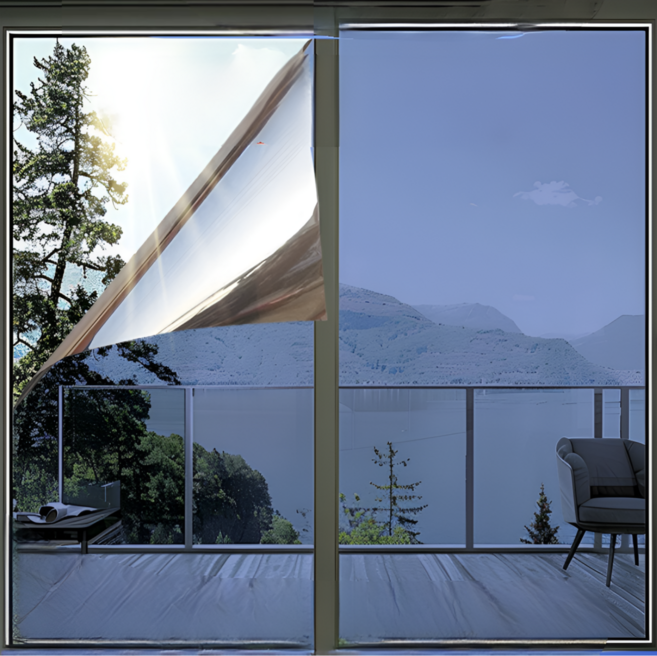 머스트킵 주간 사생활보호 무점착 단열 창문 필름, 블루