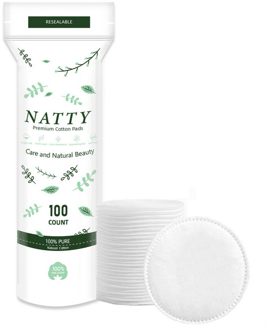 圓形化妝棉 三層加厚 卸妝棉 親膚壓邊 不掉絮 棉片, 1個, 花色圓形棉片100片