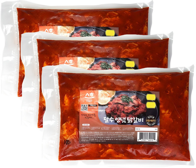 국내산닭 냉장 춘천 닭갈비 당일제조발송 달수 한입 양념닭갈비, 500g, 3개