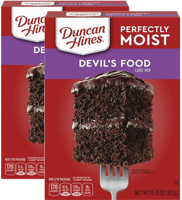 Duncan Hines 던컨하인즈 클래식 데블스 푸드 초콜릿 케이크 믹스 432g 2팩