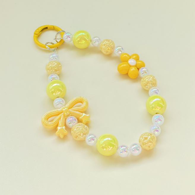 파스텔리본꽃진주키링