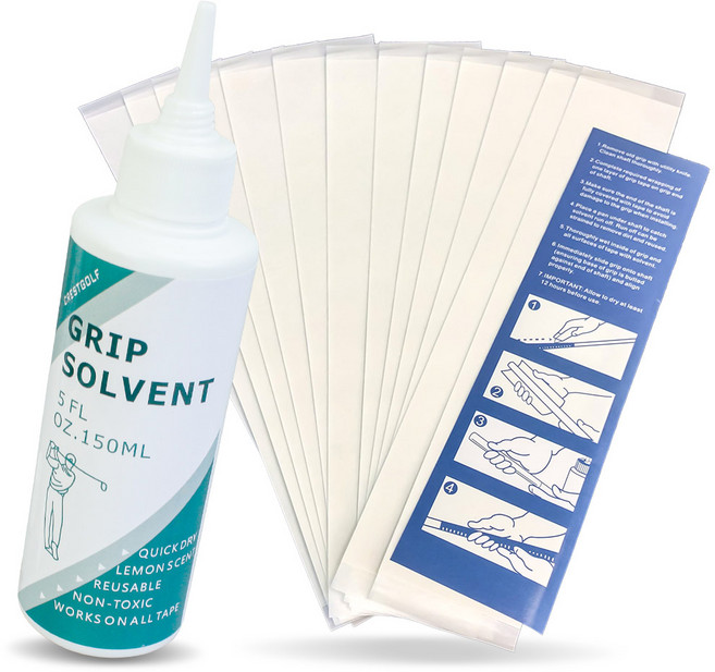 CRESTGOLF 골프그립교체 용품 2종 풀세트 셀프그립 교체 용품 솔벤트 양면테이프, 1세트, 혼합 컬러