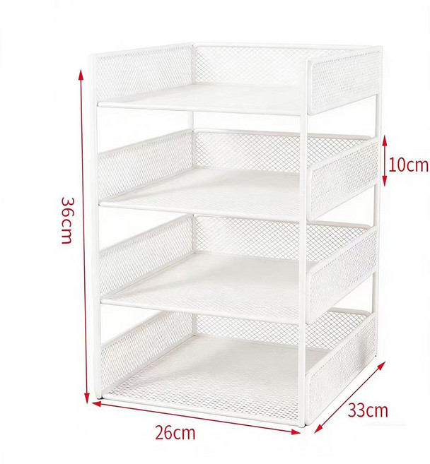 책상 서류 정리 트레이 대용량 A4 파일 서리 정리함 사무실 자료 수납함 YCY, 4단, 화이트