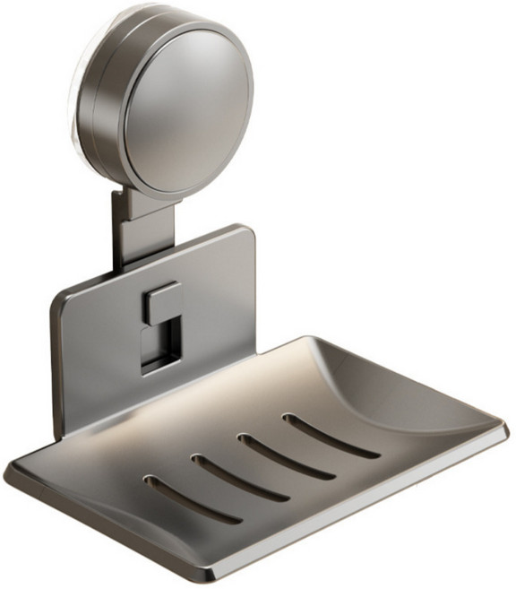 일상채움 자국없는 무타공 2중 흡착형 비누 받침대, 그레이