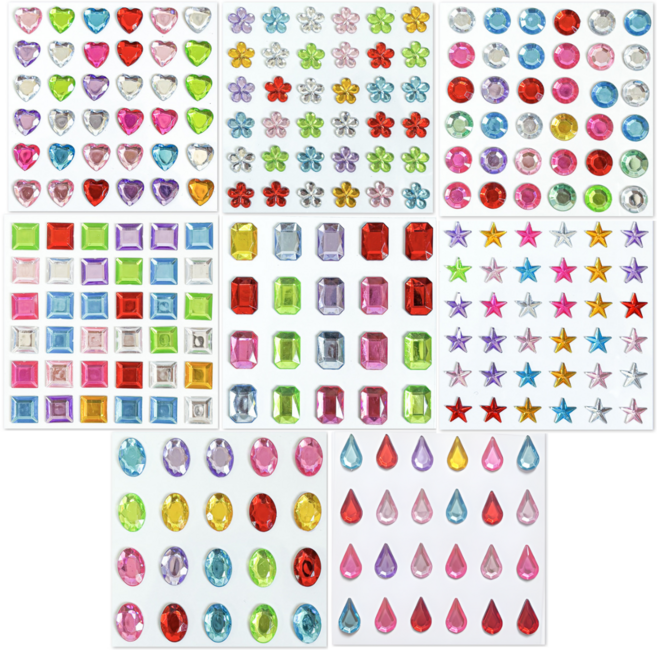 8종 244pcs 다양한 반짝 큐빅 스티커, 혼합(S27029) 8장, 1세트